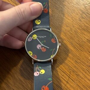 Coach Women’s Perry Blue Cherry Print Leather Watch